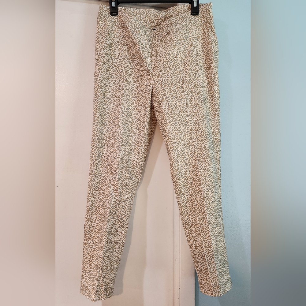 Women's Slimsation White Pants with Tan/Brown Circle Pattern size 12 - Picture 2 of 5